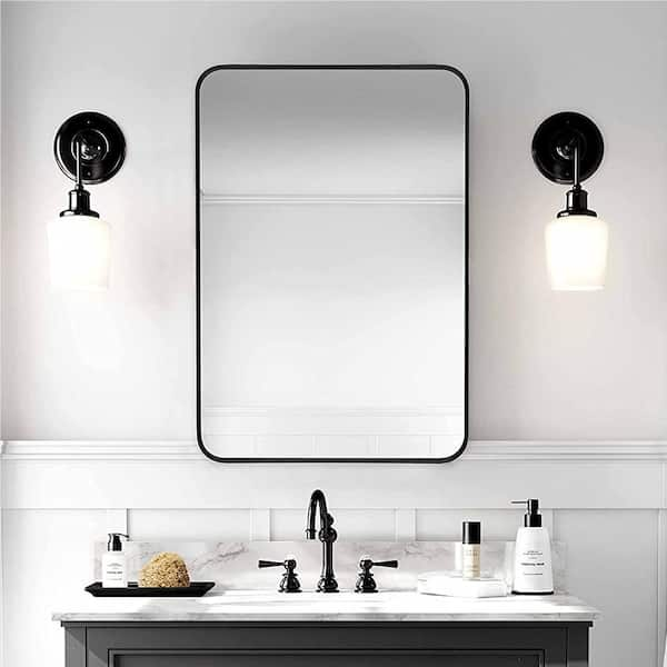 22 in. W x 30 in. H Rectangular Metal Framed Wall Mount Modern Decor  Bathroom Vanity Mirror 2023-3-3-9 - The Home Depot