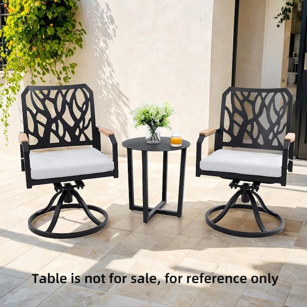 Oyezvary Aluminum Outdoor Rocking Chair with Branch-Like Backrest, Wood Armrests with Sunbrella Fabric Silver Cushions (2-Pack)