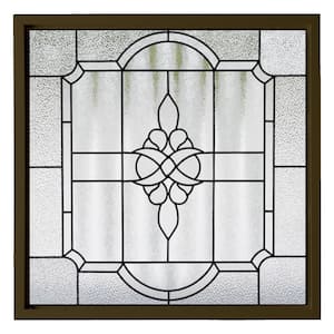 35.5 in. x 35.5 in. Victorian Private Elegance Decorative Glass Bronze New Construction Frame Window Black Caming