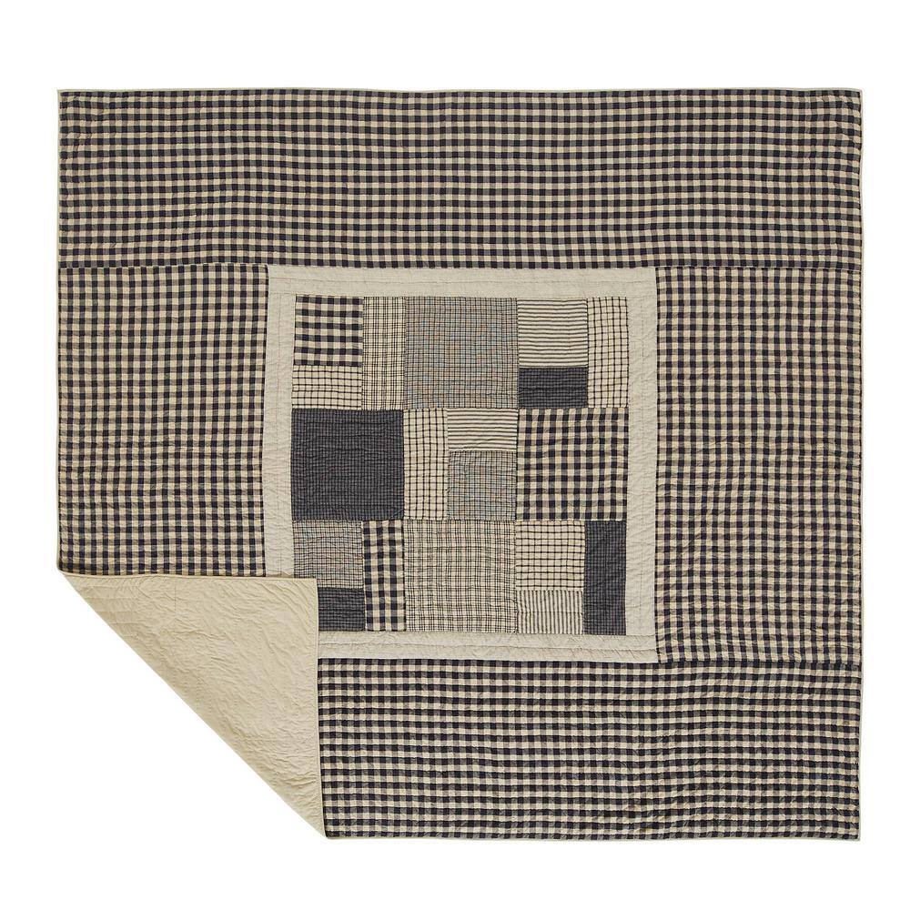 Navy Cotton Reversible King Quilt with Patchwork Design
