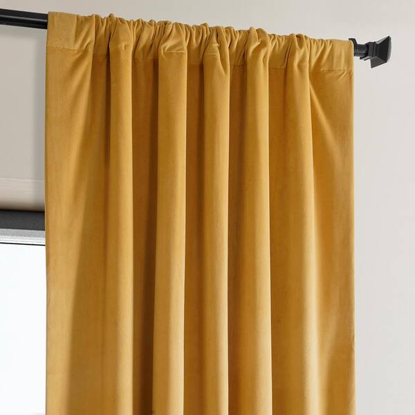 Exclusive Fabrics Heritage Plush Velvet Sing Curtain Panel - 50 x 96 - Aztec Gold