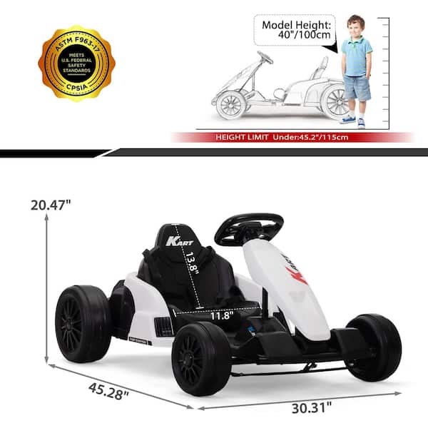 Tobbi 24V Electric Kids Go Kart, Battery Powered Drift Racing Ride On Toy  Car With Protective Suits, White+Black, Scorpion-Deathstalker
