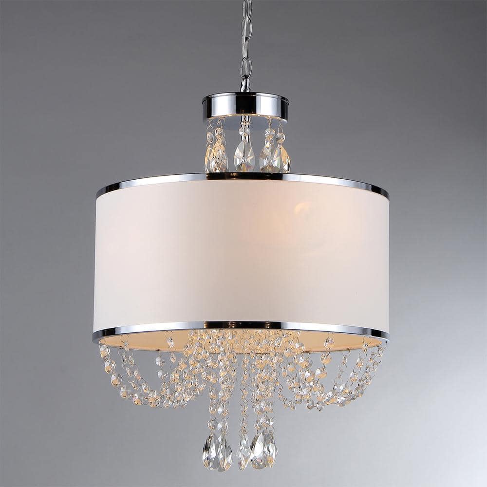 Hera 17'' Chrome and Crystal 4-Light Chandelier