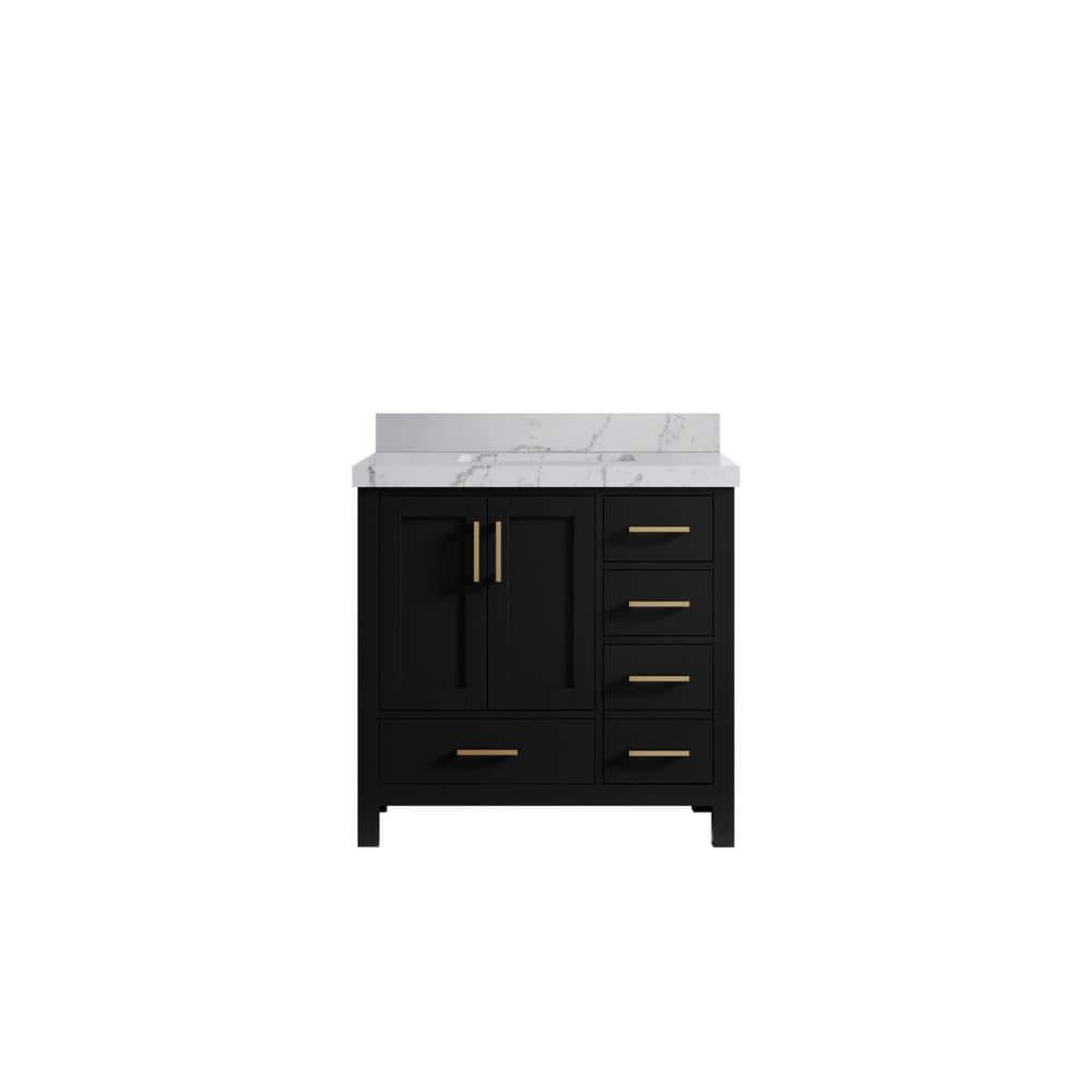Malibu 36 in. W x 22 in. D x 36 in. H Single Sink Bath Vanity Center in Black with 2 in. Venation Qt. Top price history on PriceWatchPro