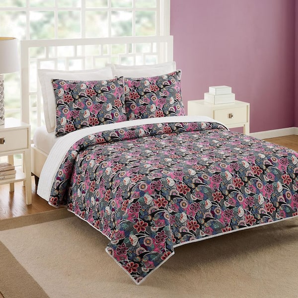 Chic Home Retsina 4 Piece Reversible Floral Quilt Set Bedding