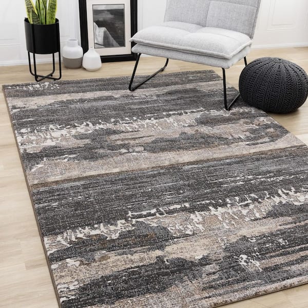 Aethera Collections 8 ft. x 11 ft. Grey Distressed, Organic Indoor Area Rug