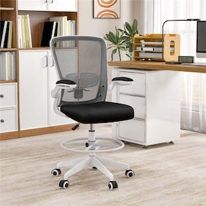 Mesh Adjustable Swivel Ergonomic Computer Chair in Black and White with Adjustable Arms
