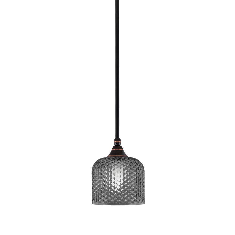 Sparta 100-Watt 1-Light Black Copper Mini Pendant Light with Smoke Textured