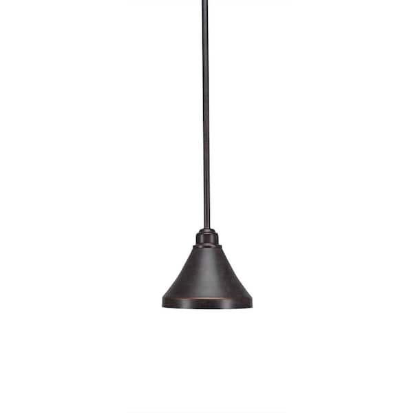 Unbranded London 60-Watt 1-Light Wood Look Metal/Brown Light Mini Pendant with 7 in. Metal Shade, no bulb included