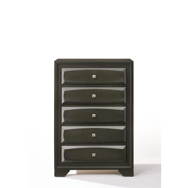 Acme Furniture Soteris Antique Gray 5-Drawer 17 in. Chest of Drawers