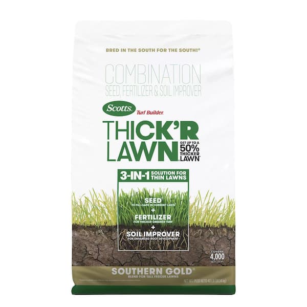 Scotts Turf Builder Thick'R Lawn Southern Gold Blend for Tall Fescue Lawns 40 lbs. Grass Seed, Fertilizer and Soil Improver