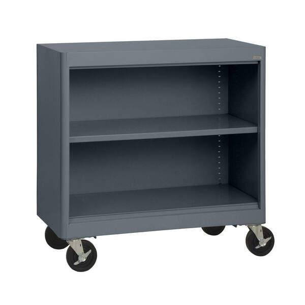 Sandusky 36 in. Charcoal Metal 2-shelf Cart Bookcase with Adjustable Shelves