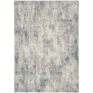 CK022 Infinity Ivory/Grey/Blue 5 ft. x 7 ft. All-Over Design Contemporary Area Rug