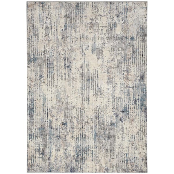 CALVIN KLEIN CK022 Infinity Ivory/Grey/Blue 5 ft. x 7 ft. All-Over Design  Contemporary Area Rug 079268 - The Home Depot
