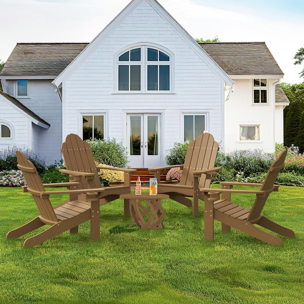LUE BONA Amanda Brown Recycled Plastic Poly Weather Resistant Outdoor Patio Adirondack Chair For Outdoor Patio Fire Pit (4-Pack)