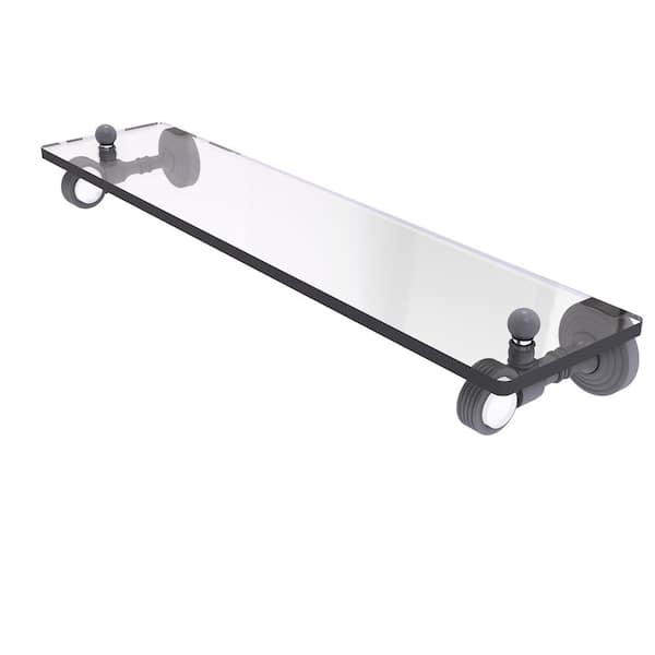 Allied Brass Pacific Grove 22 in. W 3.2 in. H x 5.1 in. D Glass Rectangular Shelf in Matte Gray with Groovy Accents