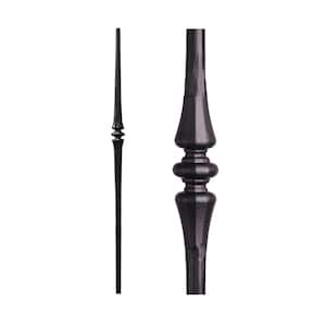 Satin Black 1.1.21 Single Tapered Knuckle Round 1 in. x 47.3 in. Iron Newel Support Post for Stair Remodeling