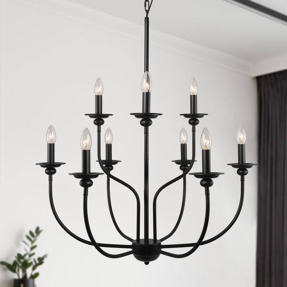 Large 9-Light Black Traditional Candlestick Chandelier Modern Pendant for Dining Room Living Room Kitchen Staircase price history on PriceWatchPro