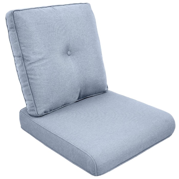 Loopyhoopy Modern 22 in. x 25 in. 2-Piece Deep Seating Outdoor Lounge Chair Cushion Set in Baby Blue with Center Button (2-Piece)