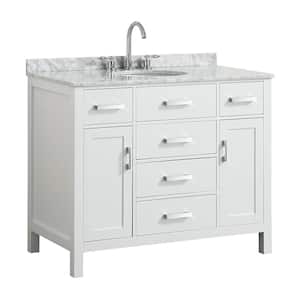 Hampton 43 in. W x 22 in. D Bath Vanity in White with Marble Vanity Top in White