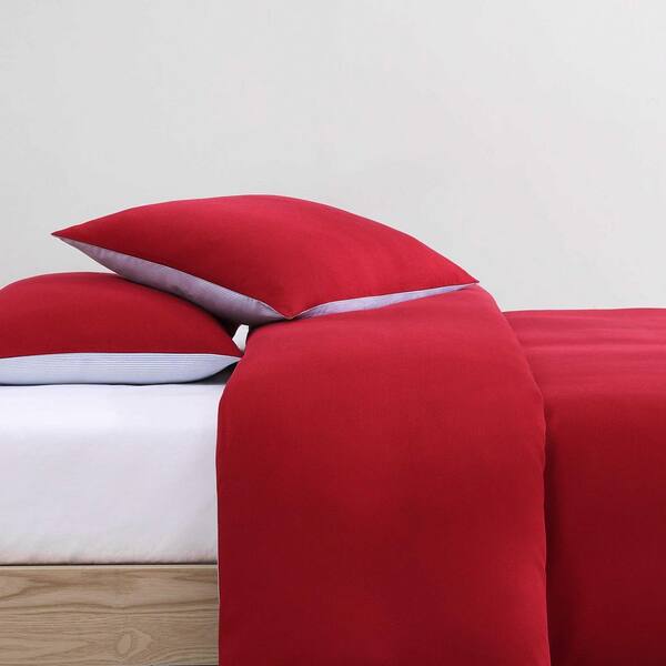 Tommy Hilfiger TH Micro Pique 3-Piece Red Cotton Blend Full/Queen