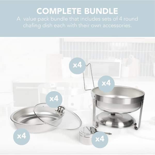 Milan Stainless Steel Chafing Dish – GN 1/1 Size With Water Pan, Food Pan, Lid & Fuel Holders - View #4