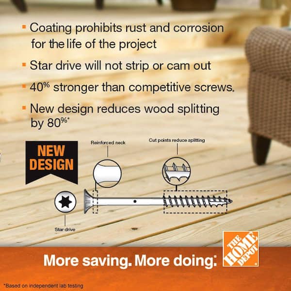DECKMATE #9 x 2-1/2 in. Tan Star Flat-Head Wood Deck Screw 1