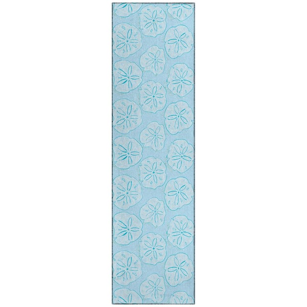 Addison Rugs Surfside Blue 2 ft. 3 in. x 7 ft. 6 in. Geometric Indoor/Outdoor Area Rug