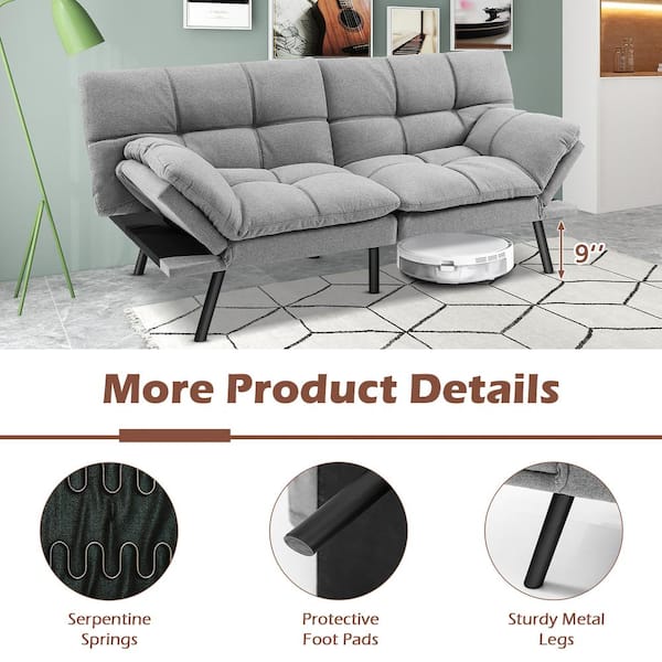Costway Convertible Futon Sofa Bed Memory Foam Couch Sleeper
