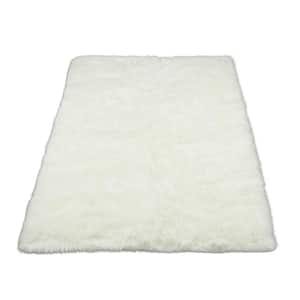 White 2 ft. x 4 ft. Made in France Faux Fur Luxuriously Soft and Eco Friendly Rectangle Area Rug