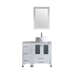 Tatahance 36 in. W x 22 in. D x 30 in. H One of Sink Bath Vanity in White with White Quartz Vanity Top and Mirror