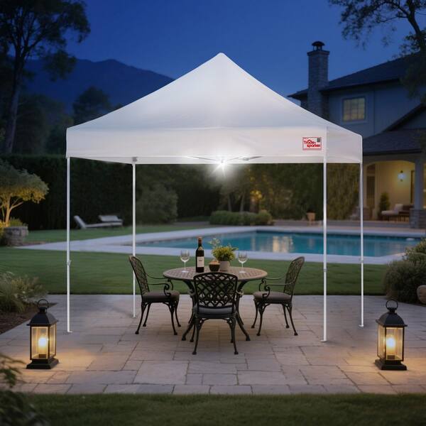 Tradesparker Commercial 8 ft. x 8 ft. White Pop Up Canopy Tent
