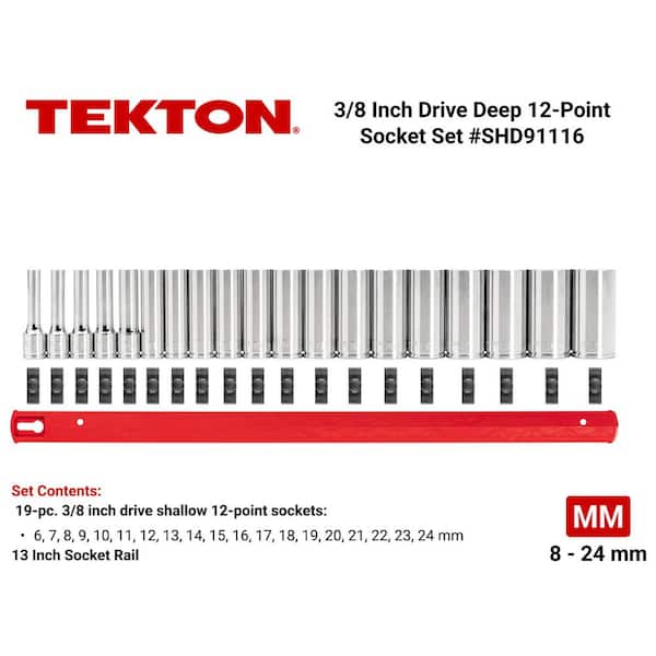 3/8 in. Drive Deep 12-Point Socket Set (19-Piece)