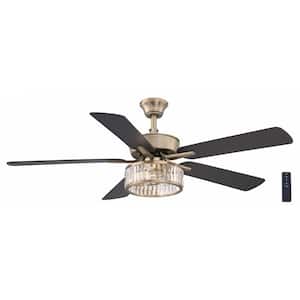 Janeen 52 in. Indoor Brushed Gold Ceiling Fan with LED Bulbs with Remote Included