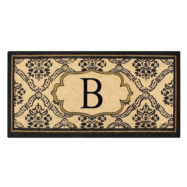 A1HC First Impression Uriel Treated 30 in. x 60 in. Coir Monogrammed B Non-Slip Outdoor Door Mat