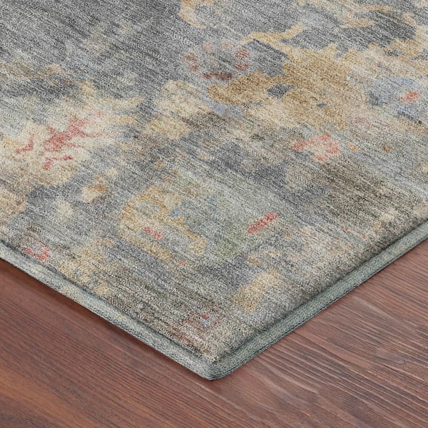 Mayfield Premium Machine Washable Abstract AMF2302 Gray 8 ft. x 8 ft. Round Rug