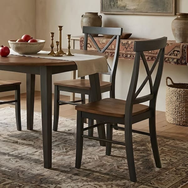 アーコールハイバックチェア　ダークブラウンA International Concepts Alexa Hickory/Coal Wood X-Back Dining Chair