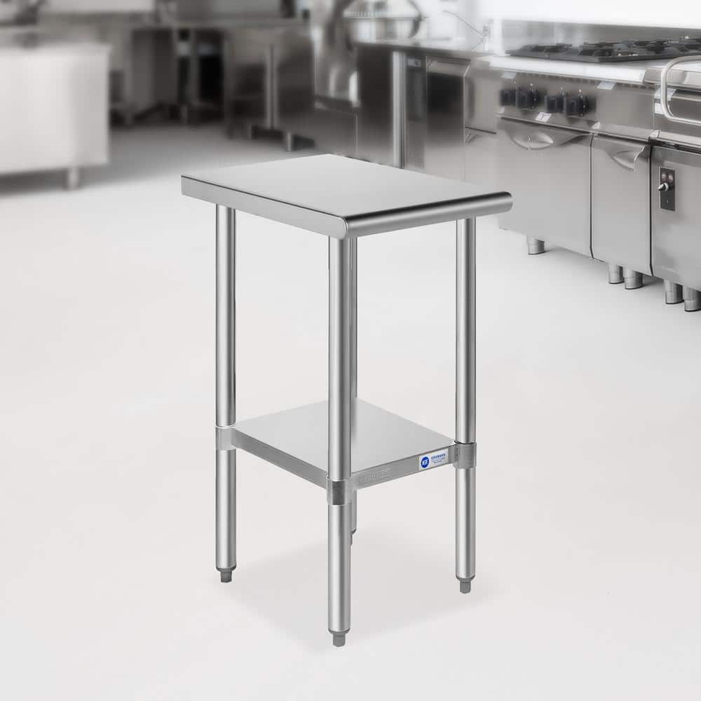 GRIDMANN 34.5" Stainless Steel Commercial Prep Table with Undershelf