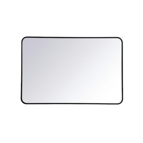 Unbranded Timeless Home 42 in. H x 28 in. W Black Modern Soft Corner Rectangular Wall Mirror