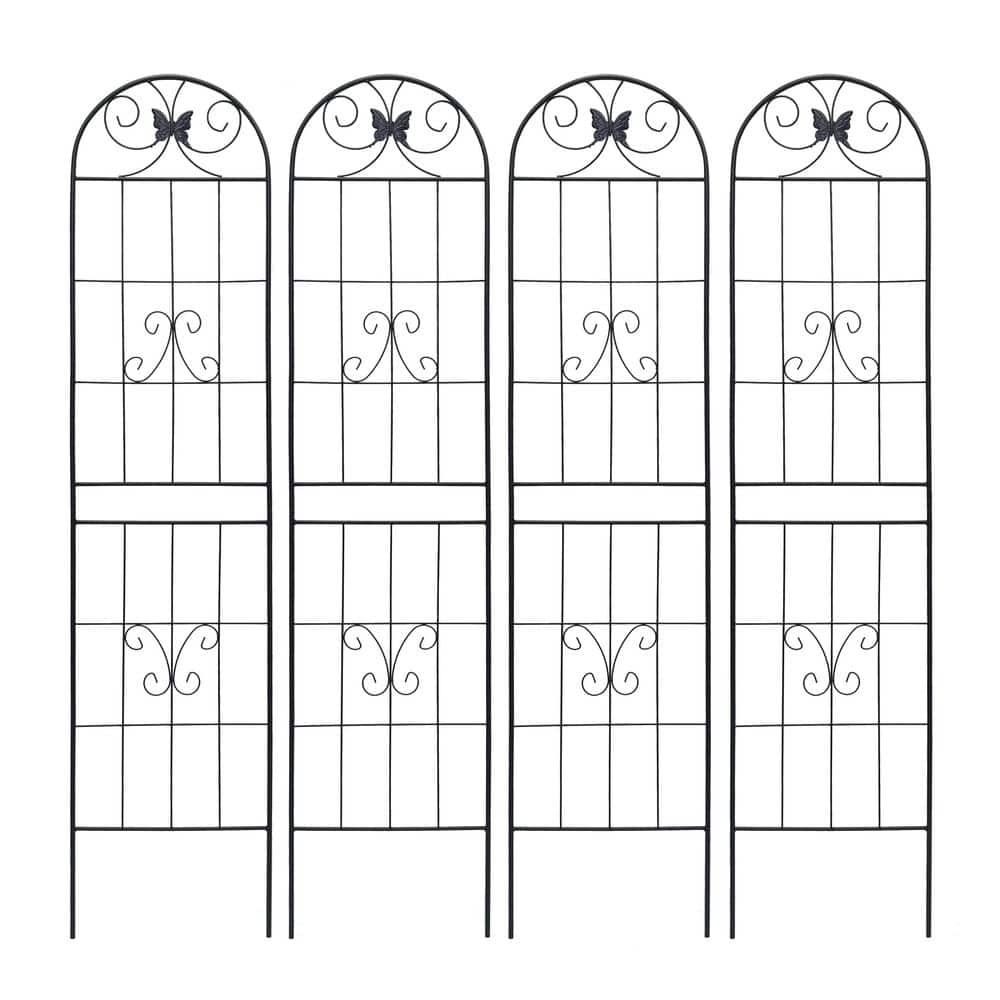 4-Pack 86.7 in. x 19.7 in. Outdoor Metal Garden Trellis Rustproof Trellis for Climbing Plants Flower Support Black price history on PriceWatchPro