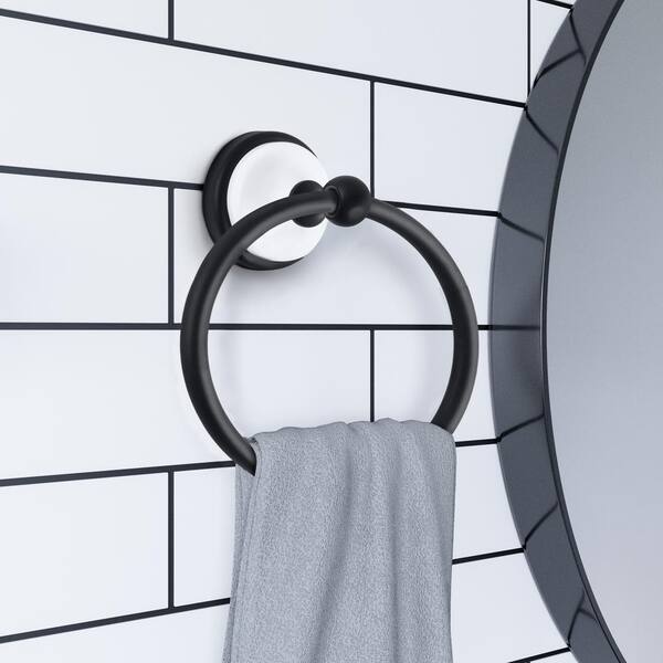 Design House Savannah Wall Mounted Towel Ring in Matte Black and