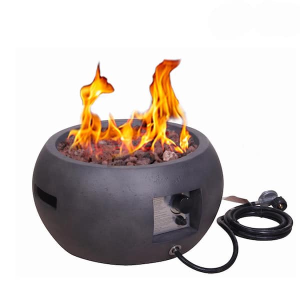 Cesicia 22 in. Black Round Propane Gas Fire Pit Table 40,000 BTU Faux Concrete