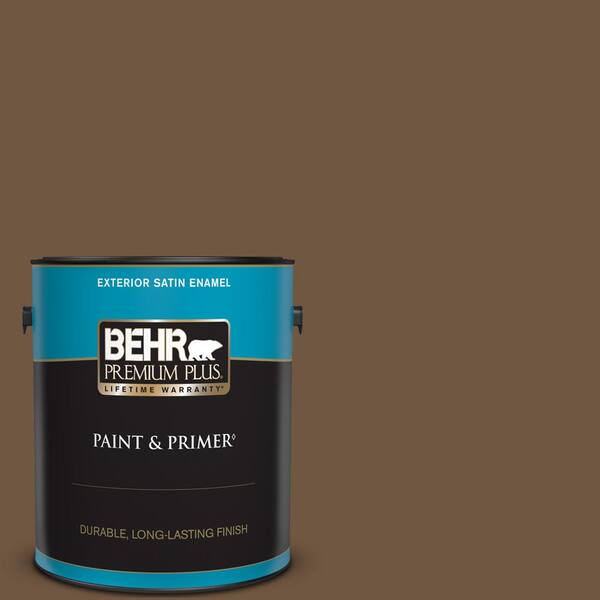 BEHR PREMIUM PLUS 1 gal. Home Decorators Collection #HDC-FL15-04 Cinnamon Crumble Satin Enamel Exterior Paint & Primer