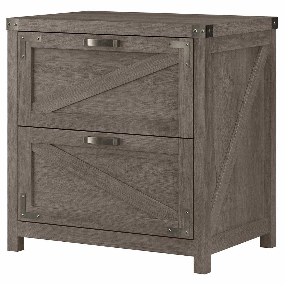 Restored Gray Modern Farmhouse 2-Drawer Lockable Lateral Filing Cabinet