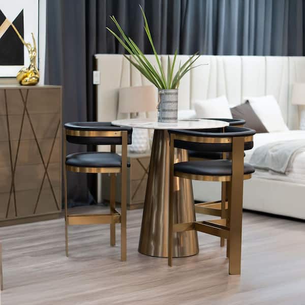 Modrest Boswell Modern Black Faux Leather Bar Stool