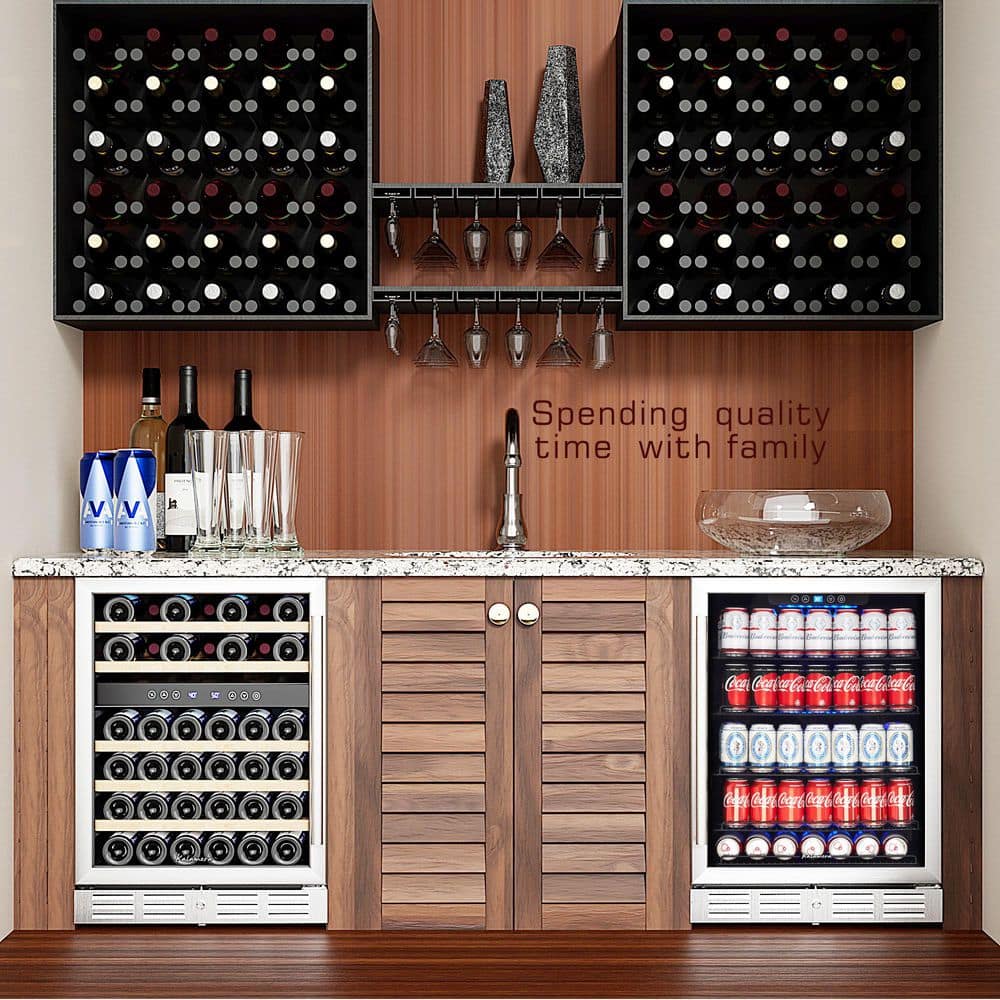 Kalamera 24" Stainless Steel Dual Zone Wine Refrigerator with LED Lighting