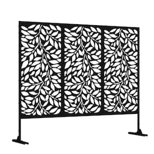 48 x 75 in. Black Free Standing Outdoor Privacy Screen Fence