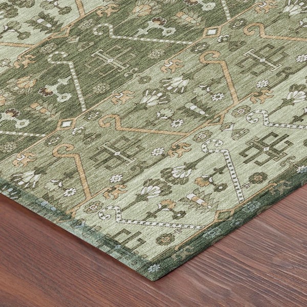 Chantille Machine Washable Indoor/Outdoor Abstract ACN2858 Olive 10 ft. x 14 ft. Area Rug