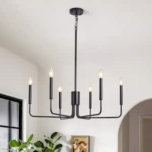 Roxsanne 6-Light Black Dimmable Classic/Traditional Chandelier Rustic Linear Candle-Style Kitchen Island Light Fixture