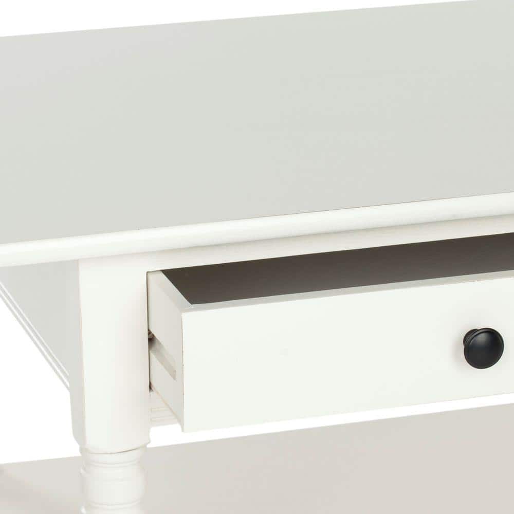 Transitional Rectangular Pine Coffee Table with Storage - Distressed Cream